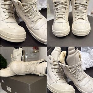 Rick Owens Cream High-Top Sneakers Chunky Silhouette